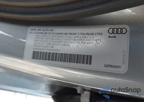 2013 Audi A6 3.0T Premium z USA, uszkodzony, nr VIN WAUGGAFC2DN062507